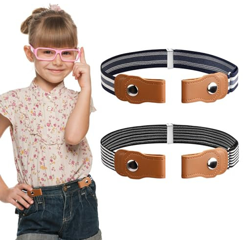 Rapidbok 2 Stück Elastischer Gürtel für Kinder - Ohne Schnalle, Verstellbar für Jungen und Mädchen - Stretch Gürtel für Jeans, Hosen, Kleid, 36-55CM
