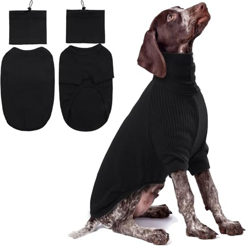 Felpa Cane Taglia Media Con Copri Orecchie - Maglione, Giubotto, Cappottino, Pullover a Maglia, Cappotto per Cani (Nero, M)