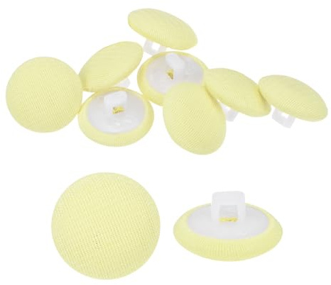QUARKZMAN 10Pcs Boutons en Tissu 0.5 Ronds avec Tige, Boutons Recouverts de Tissu pour Veste, Manteau, Chemise, Costumes de Mariée, Jaune Clair