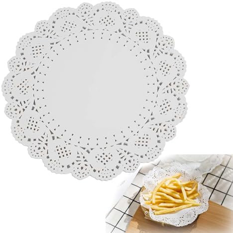 Papierdeckchen ，Tortenspitze 100 Stück Ø19 cm Blütenmuster, Einweg-Spitzendeckchen für Torten, Lebensmittelgeeignet, Papier, Elegantes Design, Perfekt für Desserts, Kuchen, Gebäck