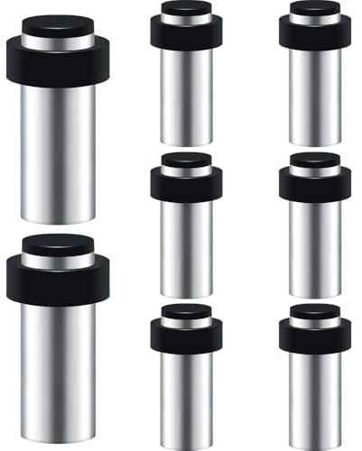8 stycken golvdörrstopp, väggdörrstopp i rostfritt stål med gummidyna för dörr (80 mm)