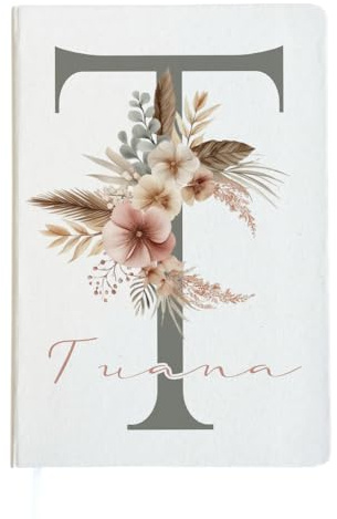 Manufaktur Liebevoll | Notizbuch mit Namen Tagebuch Frauen Notizbuch personalisiert Hardcover Notizbuch A5 Journal Notebook Liniert Geschenk Damen mit Gravur Buchstabe Grau