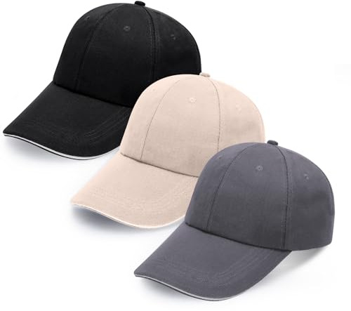 ViEinkaufen 3 Pcs Baseball Cap Mens Classic 6 Panel Adjustable Men's Cap Cotton Baseball Hat for Running Sports Golf Outdoor