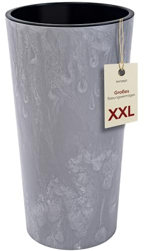 KONZEPT Blumentopf mit Einsatz – Hoch 75cm – in Beton Optik, für Außenbereich, wetterfest, UV-beständig, ECO-Kunststoff, ideal für Garten, Balkon, Terrasse