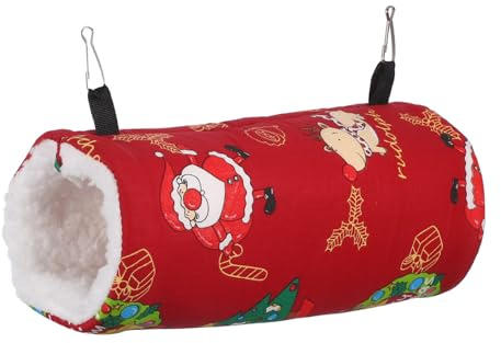 NOLITOY Túnel de Calentamiento para Mascotas Rojo Nido de Tubo para Animales Pequeños para Conejos y Hámsteres Invierno