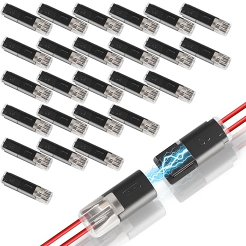 50PCS Quick Clip Fasteners Wire Connector, Double Wire Plug in Connector with Locking Buckle, Low Voltage Wire Connector, Multi-Purpose Snap-On Blocks for Strip Lights DIY Crafting
