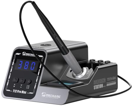 Mechanic T12 Pro Max - Estación de soldadura inteligente de 140 a 450 °C, calentamiento rápido, mango T12, apagado automático para reparación de placa base de teléfono