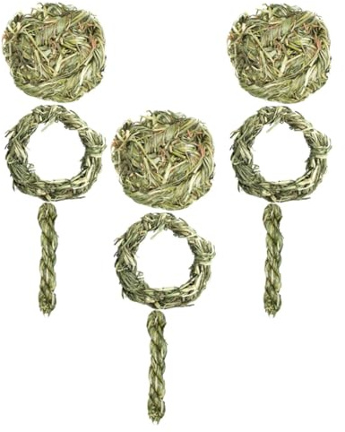 ibasenice 9pcs Natural Grass Chewing for Small Pets and Chinchillas, Safe Molar Snack for Teeth Grinding and Stress, for Rabbits and Rodents