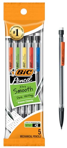 BIC Xtra-Life mekanisk blyertspenna, klar pipa, medium spets (0,7 mm), 5 räknar