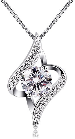 B.Catcher Women's Necklace 5A-Grade Sparkling Zircon, S925 Sterling Silver, Streamlined Design Eternal Love Necklace, Christmas, Valentine's Day, Mother's Day, Birthday Gift, Gift Box Packaging