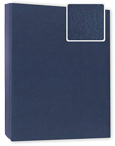 Bindekarton/Deckblatt/Rückblatt, dunkelblau 240 g/m² DIN A4, 100 Stück in Lederstruktur - Einbanddeckel für Bindungen, Umschlagmaterial