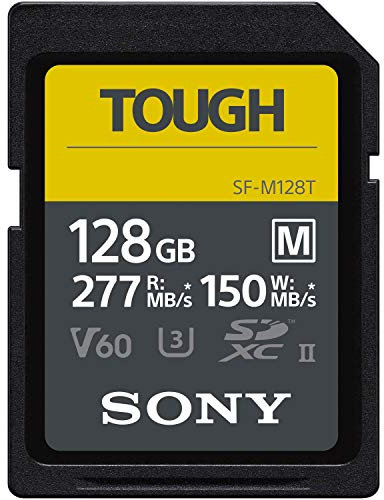 Sony 128GB SF-M series TOUGH specification UHS-II U3 V60 SDXC Digital Memory Card Card - Read 277MB/s Write 150MB/s SFM128T, SFM128T/T1