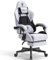 Dowinx Chaise Gaming Ergonomique, Fauteuil Gamer en Tissu Respirant avec Coussin Confortable à Ressorts Ensachés, Siège Gaming Massant avec Appui-Tête et Repose-Pieds Rétractable, 150 kg, Noir et Gris