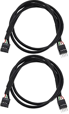 Be In Your Mind 2 cables de extensión USB 2.0 de 9 pines macho a hembra de 9 pines para placa base interna para puertos USB, tarjetas de expansión, puertos de placa base, 51,5 cm
