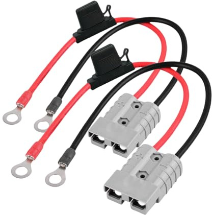 CNImpetus 2PCS 10AWG 600V Battery Cable Connector Fit for Anderson-Plug Battery Cables Quick Connectors, 50Amp Fused 6 Guage Battery Cables Waterproof Quick Connectors(0.98Ft)