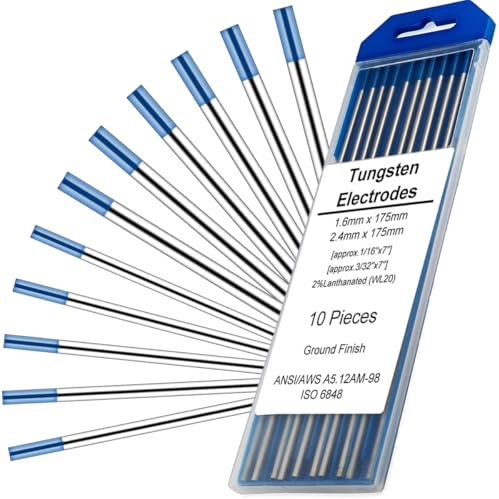 EATBALE for TIG Welding Tungsten Electrodes 2% Lanthanated WL20/EWLa-2 (Blue) 1.6 x 175mm 5Pcs & 2.4 x 175mm 5Pcs for TIG Welder 7 Length Tungsten Needle Rods Accessories (10 Pack)