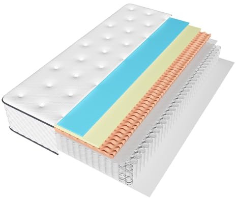Sleremind Matratze 160x200 cm, Taschenfederkernmatratze Härtegrad H3 mittelfest, 7 Zonen Matratzen mit hochwertigem Komfortschaum, Rückenentlastende, Rollmatratze Höhe 22cm