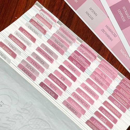 TELAIN 75 pièces de marque-pages de Bible laminés, grands autocollants imprimés, faciles à lire et à placer, marque-pages de Bible pour femmes et hommes (Blanc Rose)
