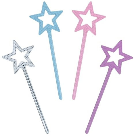 SYEYCW 4 Stück Zauberstab für Kinder, Mädchen, Prinzessin - Stern Magic Wand Mit Glitzer für Weihnachten, Kostüm Karneval, Mottoparty, Cosplay Dekoration