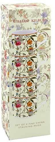 The Leonardo Collection William Kilburn Kilburn Stacking Mugs Set of 4 Kitchen & Home | Tableware Mug Set of 4 for Every Occasion | Lovely Coffee Cup Set for Mens Gifts & Birthday Gifts for Women