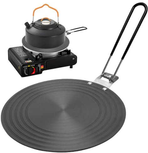 Adattatore per induzione 24 cm, piastra adattatore per induzione con manico pieghevole per isolamento termico, adattatore per induzione con rivestimento ad alta temperatura, piastra adattatore per