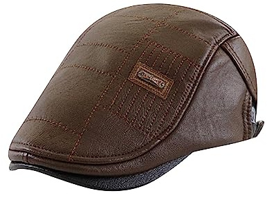 Béret en cuir pour homme réglable Newsboy chapeau béret chapeau de conduite casquette tendance béret chapeau plat chapeau de Noël chapeau femme