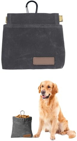 QEQSHQO Bolsa de Golosinas para Perro 1 unidad Negro, Manos Libres con Mosquetón y Clicker, Dispensador Portátil para Entrenamiento Efectivo y Adiestramiento Canino