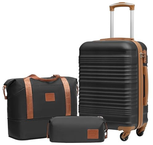 COOLIFE Koffer Set 3 Teilig: Luggage Set Groß 28‘’ + Reisetasche & Kulturtasche | ABS Hartschale, 360° Rollen & TSA-Schloss Für Europa, Kreuzfahrt & Auslandsstudium – Familienurlaub Essentials