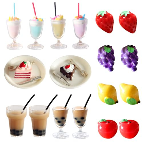 TYXHXTF Lot de 18 Miniature Accessoires, Mini Boisson Alimentaire, pour Maison de Poupée, Accessoires de Décoration pour Maison de Poupée, Filles, Adultes