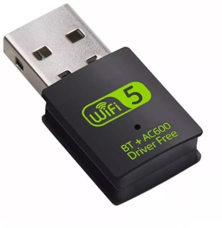 USB WiFi Bluetooth Adapter, 600Mbps Dual Band 2.4/5Ghz Wireless Network External Receiver, Mini WiFi Dongle for PC/Laptop/Desktop Computer Driver Free Green WI-FI