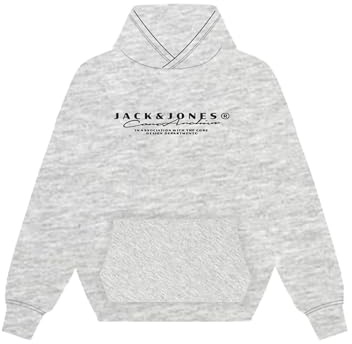 JACK & JONES Sudadera con Capucha para Hombre Jcopoint Branding FST, White Melange, XS, White Melange, XS