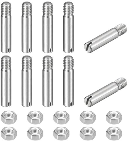 sourcing map 10 perni cilindrici con intaglio, M5 x 25 mm, in acciaio inox 304, con filettatura esterna, viti con scanalatura con dado per installazione di mobili per armadi (GB878)