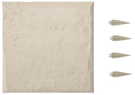 VEVOR Pietre da Giardino 395 x 395 mm Pietre Decorative con Picchetti, 8 Pezzi, Pavimentazione in Plastica Resistente alle Intemperie, Superficie Liscia, Passerella Esterna per Prato, Patio, Beige