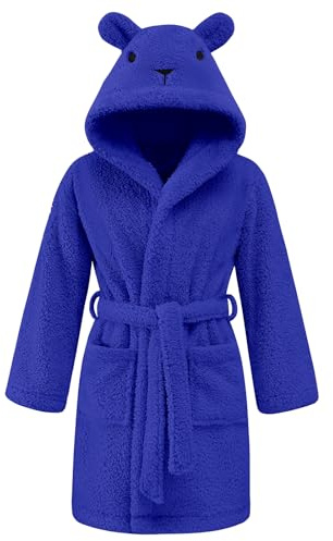 UMIPUBO Robe de Chambre Enfant Fille Garçon Robe Vêtements 3-8 Ans Chemise de Nuit avec 2 Poches Ceinture Capuche Cadeau Enfant Peignoir de Bain (Bleu, 7-8ans)