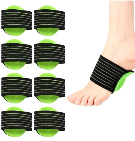 Grosion 4 Pairs Arch Support,Compression Cushioned Arch Support with Comfort Pad,Adjustable Arch Support Braces for Plantar Fasciitis, Fallen Arches, Heel Spurs, Flat and Achy Feet Problems