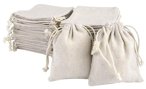 30 Piezas Bolsas de Algodón, 8x10 cm Bolsas de Tela con Cordón de Ajuste