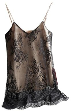 Camiseta Tirantes Mujer Top Sexy de Encaje con Tirantes Finos for Mujer, Cuello en V, Camisola básica sin Mangas satén Seda, Verano Talla Grande