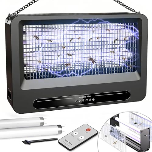 YFFU Lampada Antizanzare Elettrica 4000V per Interni Esterni, Antizanzare Elettrico con 2 Tubi UV Sostituibili, Elettrica Lampada Zanzare con Design Sospensabile Rimovibile per Camera e Cucina