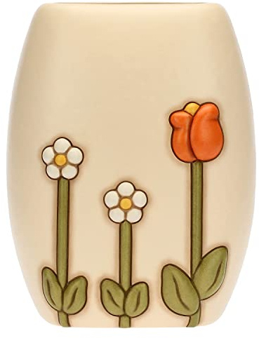 THUN, Vaso in Ceramica Decorata a Mano con Iconica Decorazione Floreale Thun, Versione Grande, Linea happy Country, 20x14.8x26 cm h