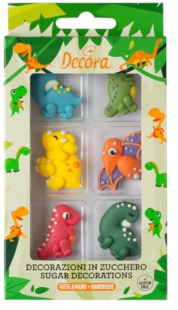 Decora 0500428 Confezione da 6 Decorazioni Jurassic In Zucchero