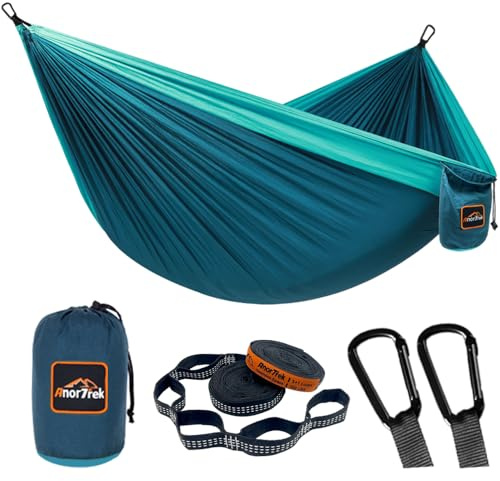 AnorTrek Camping Hammock, Super Lightweight Portable Parachute Hammock with Two Tree Straps Single or Double Nylon Travel Tree Hammocks for Camping Backpacking Hiking