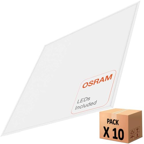 FactorLED Pack x10 Panel LED Slim 60x60cm 48W, Premium Line, NO FLICK, 5280 lúmenes, Drivers Multivatios, Paneles Backlit, IP20, Luz Natural 4000K