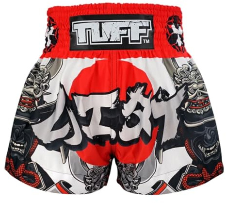 Wild Thorns - Pantaloncini da Muay Thai, colore: nero TUFF Sport, Nero/rosso, S