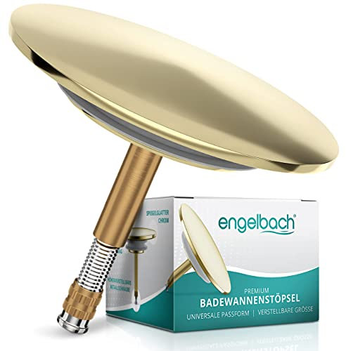 Engelbach® Badewannenstöpsel mit Universaler Passform - Stöpsel Badewanne Rostfrei - integrierte Doppel Dichtung - Wannenstöpsel in Gold