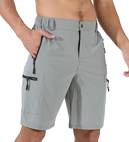 Suwangi Hombre Pantalones Cortos de Secado Rápido Cargo Pantalones Cortos de Hacer Deporte al Aire Libre Transpirable para Senderismo Escalada Trekking con Múltiples Bolsillos