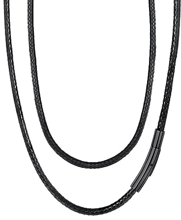 FaithHeart Läderkedja män kvinnor läderband 1,5/2/3 mm läderhalsband utan hänge konstläderkedja med lås svart läderhalsband 40–75 cm valbart personligt läderband smycken, 50 cm, Läder, Ingen ädelsten