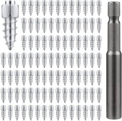 PEUTIER 200pcs Screw in Tire Studs, 4x9 mm Wheel Winter Tyre Studs for Snow Tire Spikes ATV Tire Studs with Installation Tool for Car Truck Motorcycle Bicycle Boot ATV SUV Auto Accessories