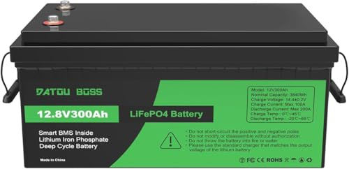 DATOUBOSS 12V 300Ah LiFePO4 Batterie Integriertes 200A BMS 15000+Zyklen Deep Cycle Lithium Akku MAX 3840W Leistung Unterstützung in Serie/Parallelschaltung,Perfekt für Solar, Wohnmobil, Off-Grid