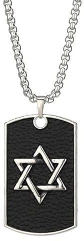 BlackAmazement Collana in acciaio inox 316L con ciondolo a forma di stella di David Star of David, argento e nero, da donna, Acciaio inossidabile