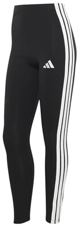 adidas Mujer Essentials 3-Stripes Cotton Leggings Tights, Black/White, XXS